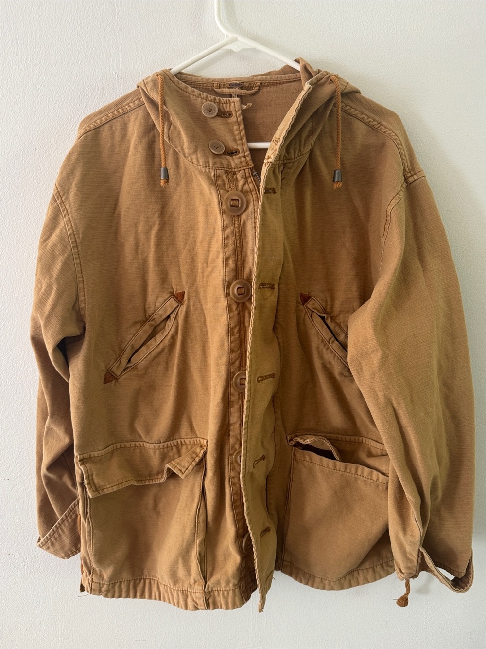 Free People Tan Joshua Tree hooded utility anorak jacket Sz XS